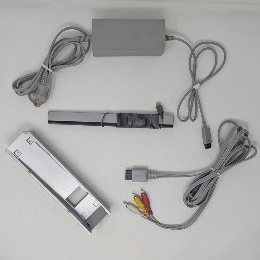 Nintendo Wii All OEM Hookups Cables AC Power Adapter AV Cable Sensor Bar Stand